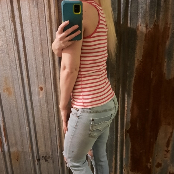 Pink & White Striped Muscle Shirt - Picture 2 of 6